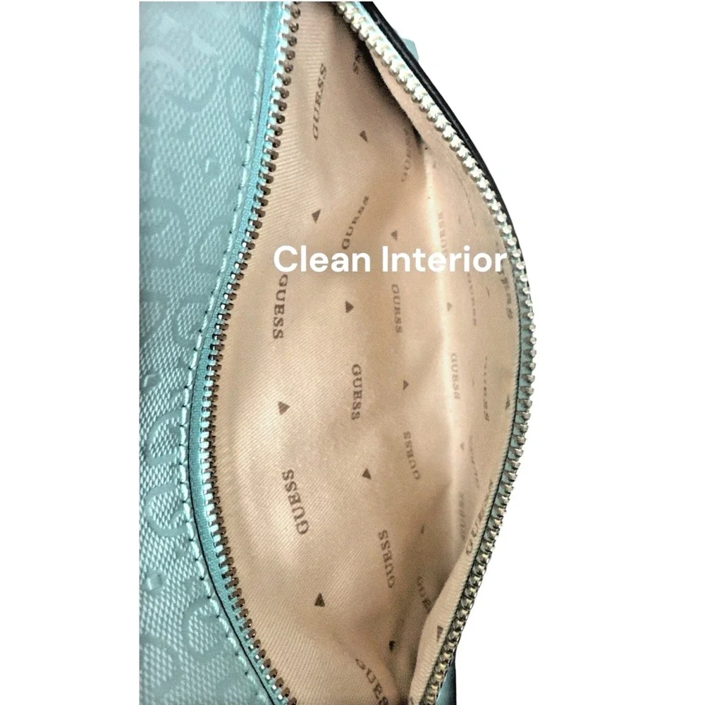 Guess Turquoise Mini Hobo Shoulder Bag – Textured Patent Look